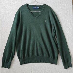 Polo Ralph Lauren Mens XL Preppy Academia Pima Cotton V-Neck Pullover Sweater
